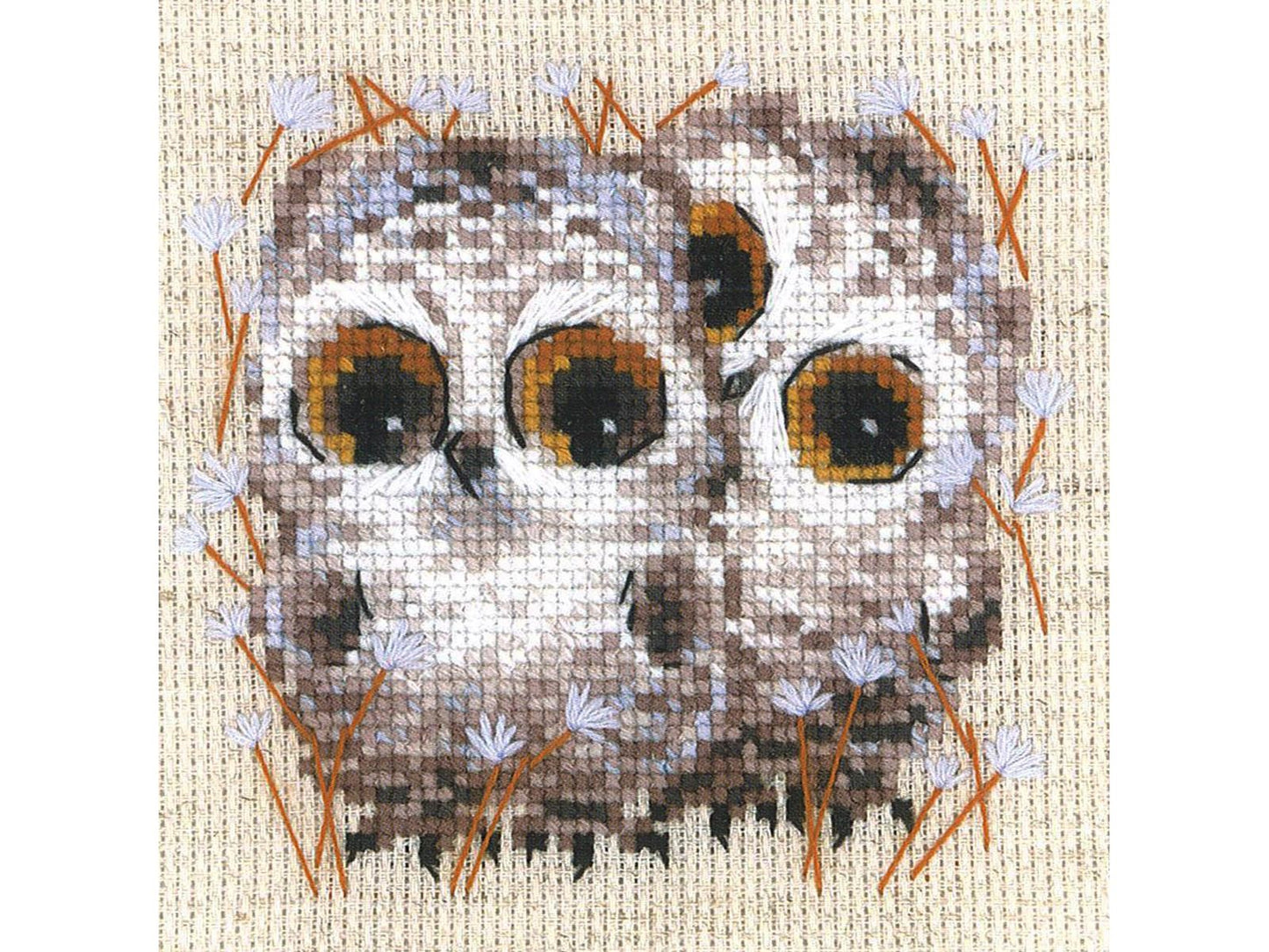 Riolis Cross Stitch Kit 5" x 5", 14ct, Little Owls