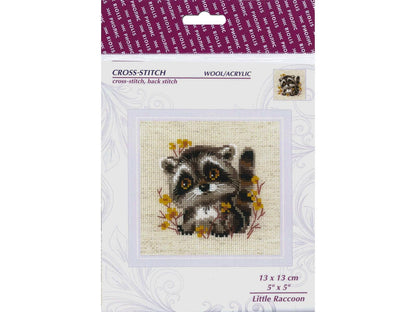 Riolis Cross Stitch Kit 5" x 5", 14ct, Little Raccoon