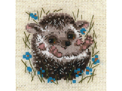 Riolis Cross Stitch Kit 5" x 5", 14ct, Little Hedgehog