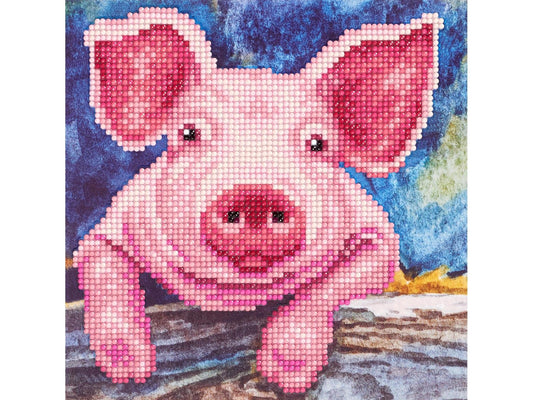 Diamond Art Kit 8x8" Beginner Piglet