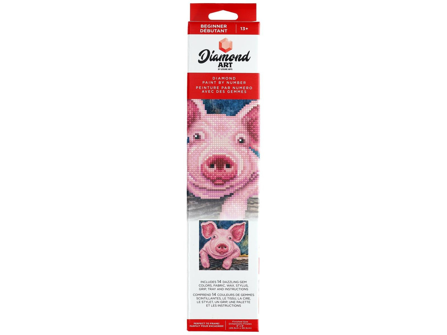 Diamond Art Kit 8x8" Beginner Piglet