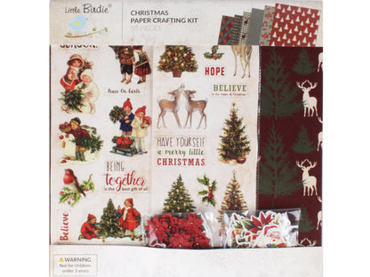 Christmas Paper Crafting Kit 12"x12", Christmas Cheer, Little Birdie, 50pcs