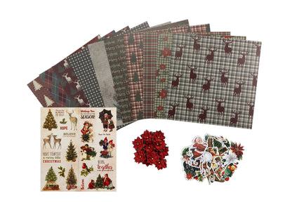 Christmas Paper Crafting Kit 12"x12", Christmas Cheer, Little Birdie, 50pcs
