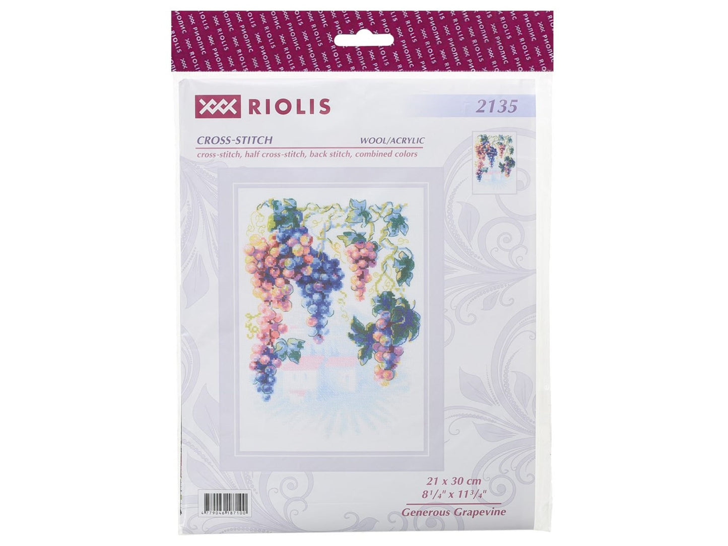 RIOLIS Counted Cross Stitch Kit 8.25" x 11.75" - Generous Grapevine #2135