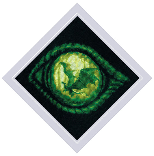 Riolis Dragon Eye Cross Stitch Kit - 7.75"x7.75" 14-Count Black Aida Fantasy Design