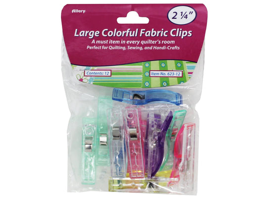 Allary Large Colorful Fabric Clips 2.25" 12 pcs
