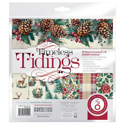 Christmas Paper Crafting 8"x8" cardstock and 6"x8" Stamp Set, Timeless Tidings