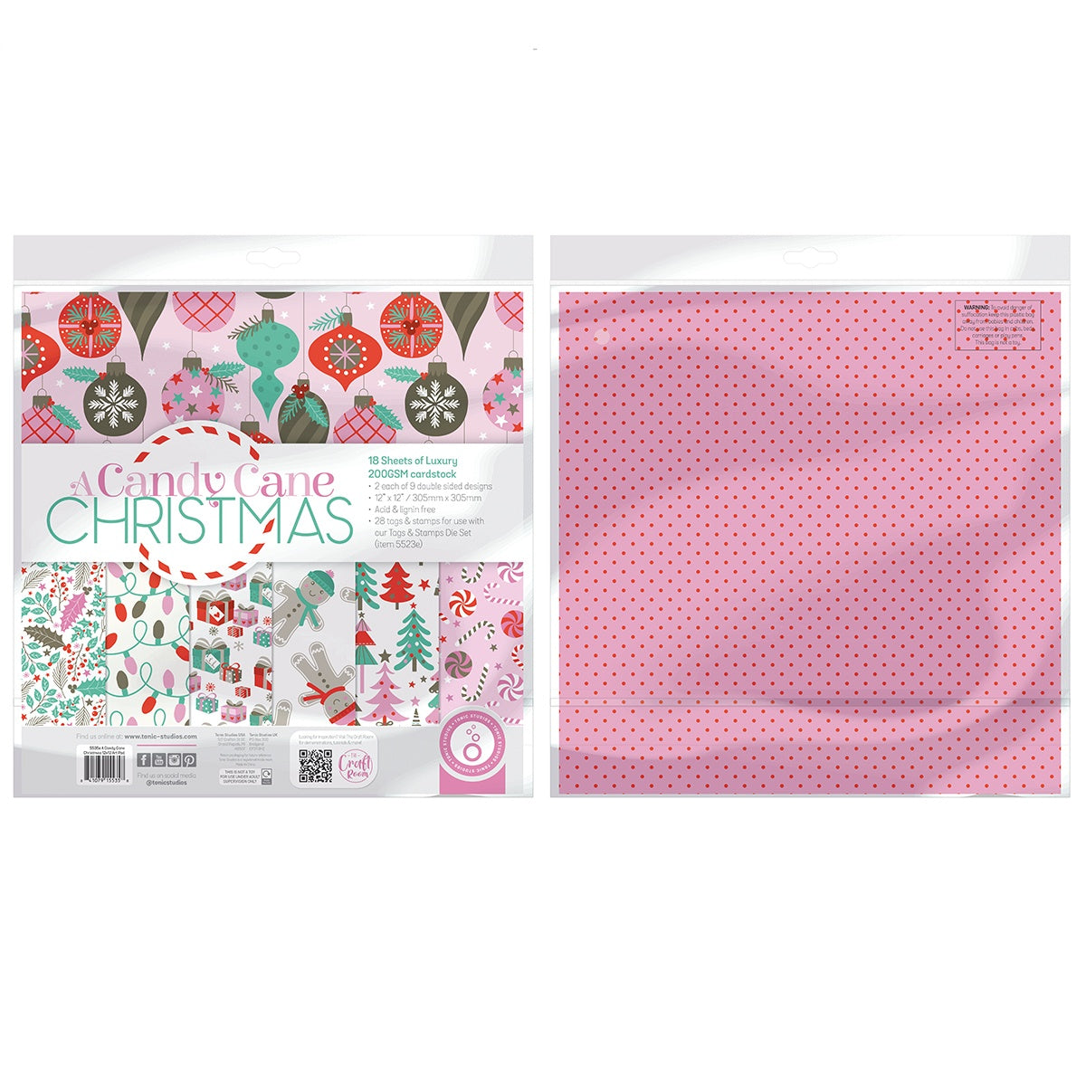Christmas Paper Crafting Set Cardstock and Foiled Toppers, A Candy Cane Christmas