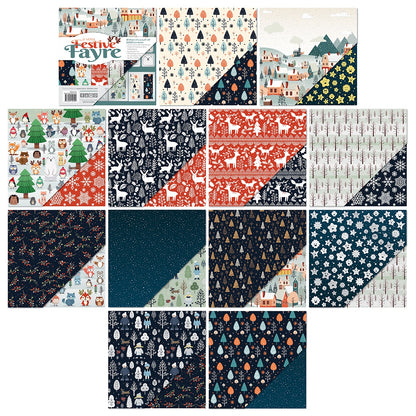 Christmas Paper Crafting Set Cardstock and Foiled Toppers, Festive Fayre