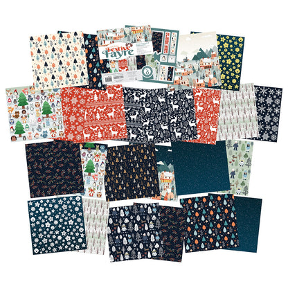 Christmas Paper Crafting Set Cardstock and Foiled Toppers, Festive Fayre