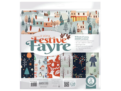 Christmas Paper Crafting Set Cardstock and Foiled Toppers, Festive Fayre