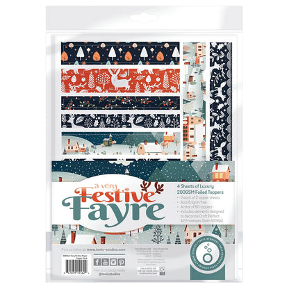 Christmas Paper Crafting Set Cardstock and Foiled Toppers, Festive Fayre