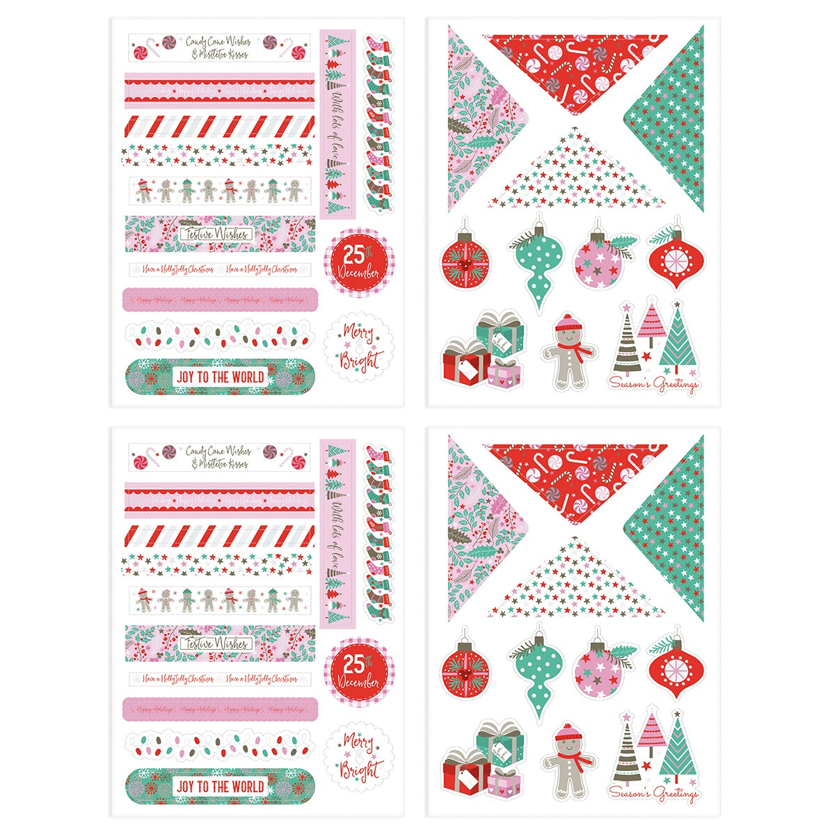 Christmas Paper Crafting Set Cardstock and Foiled Toppers, A Candy Cane Christmas