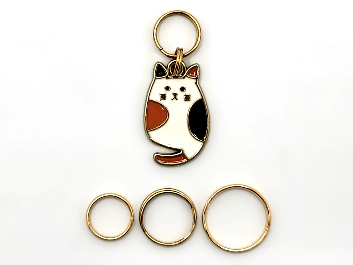 Calico Cat Stitch Markers | Enamel Charm Stitch Markers 3pc