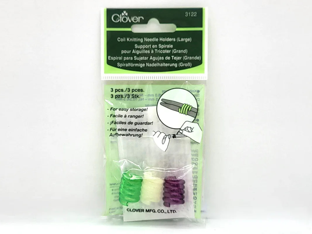 Clover coil knitting needle holders packaging on a white background