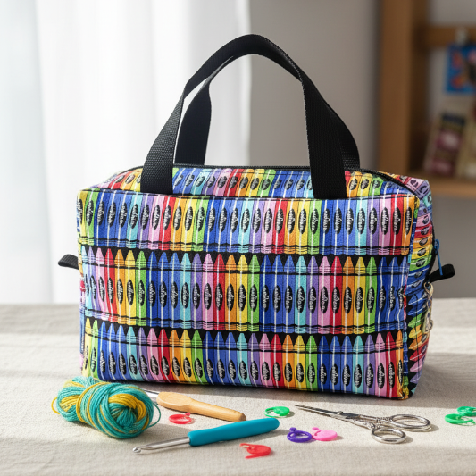 Crayon Print Duffle Bag Upright Lifestyle