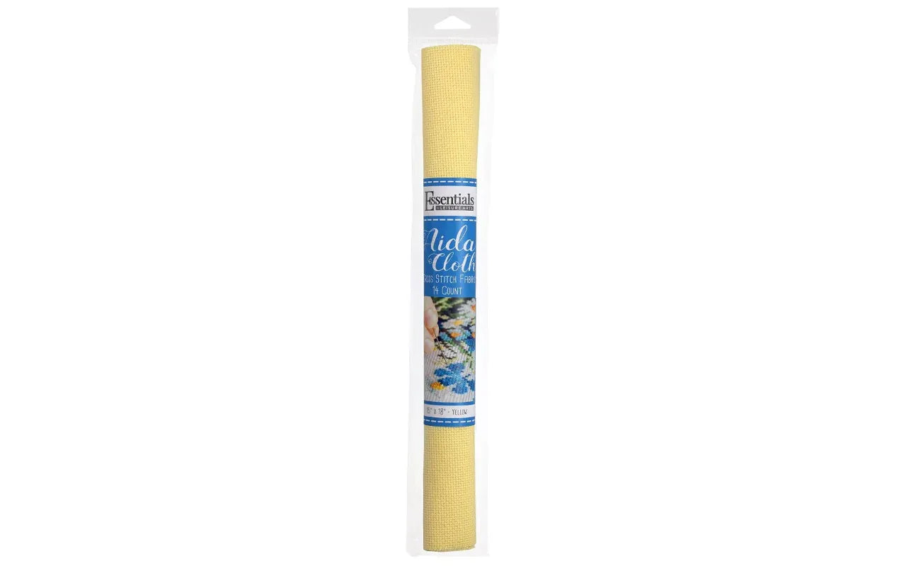 Yellow colored cross stitch aida fabric 14ct 15x18"