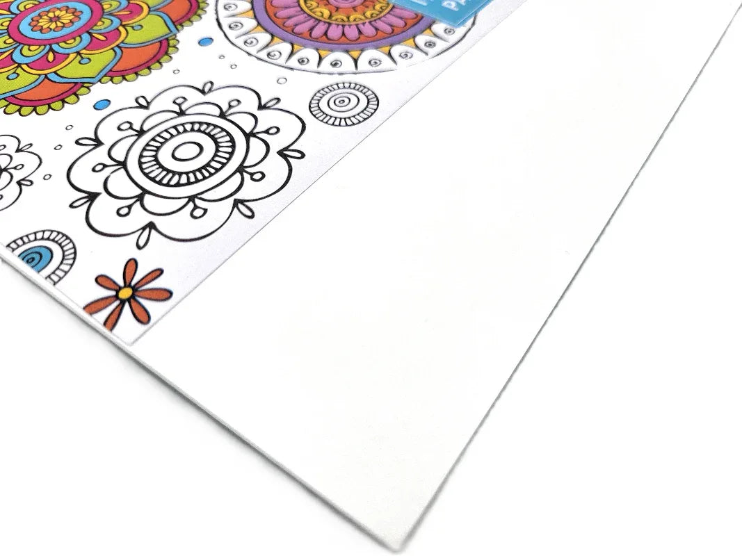 Coloring book with mandala designs on a white background