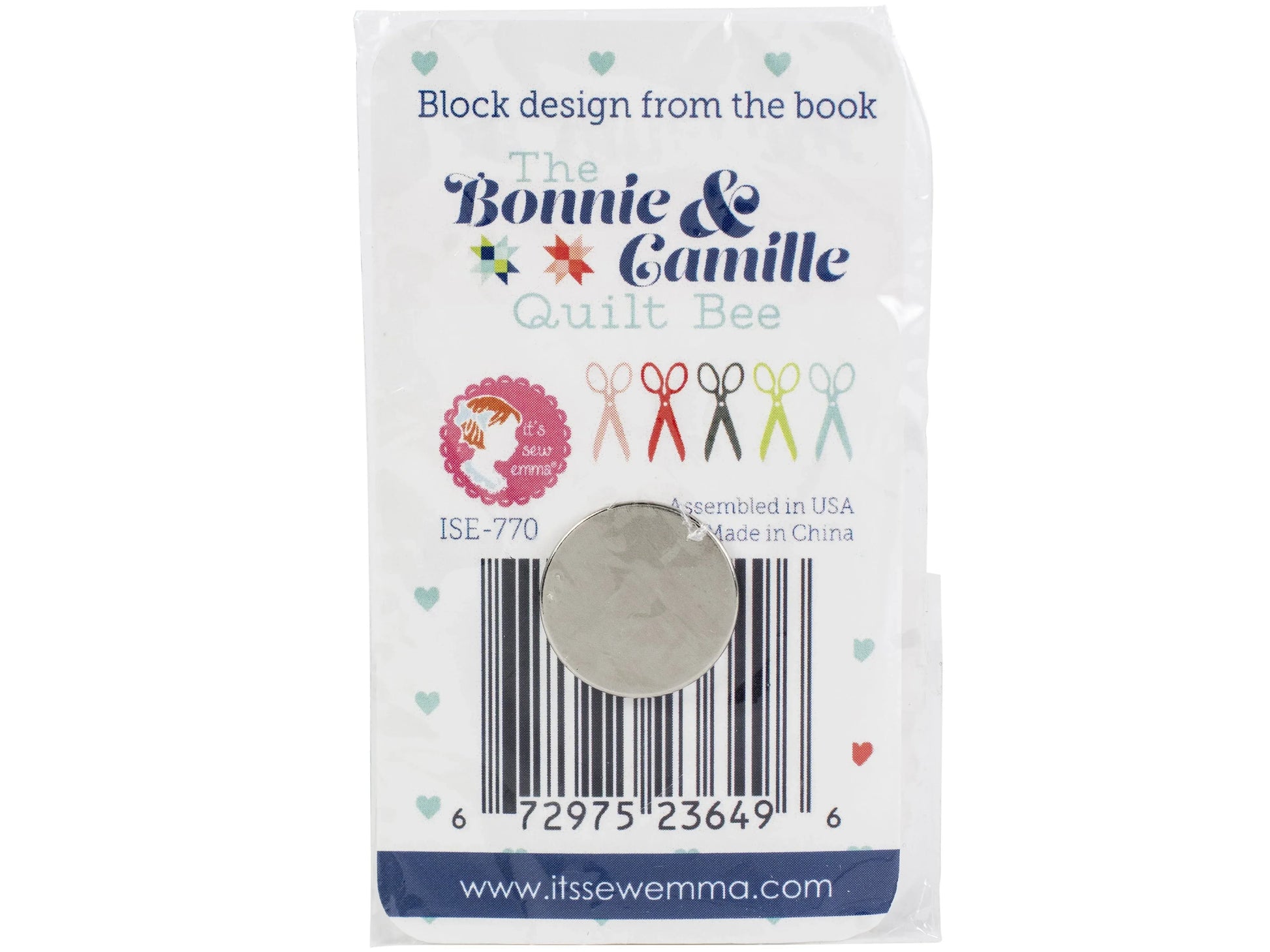 Packaging of a sewing accessory with Bonnie & Camille branding on a white background