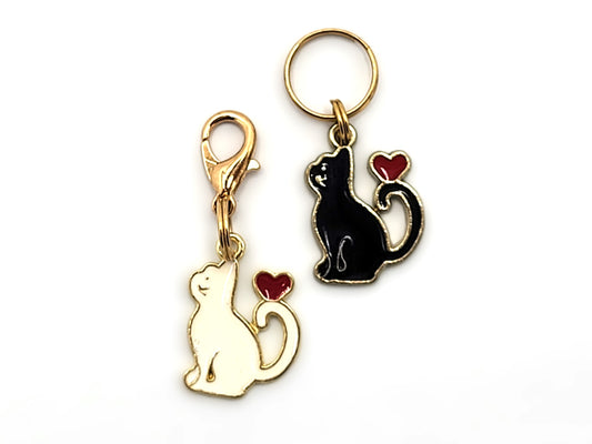 Kitty Love Stitch Markers | Enamel Charm Stitch Markers 2pc