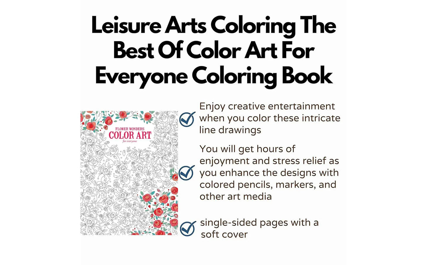 Advertisement for 'Leisure Arts Coloring' book with text and a sample page showing floral designs.