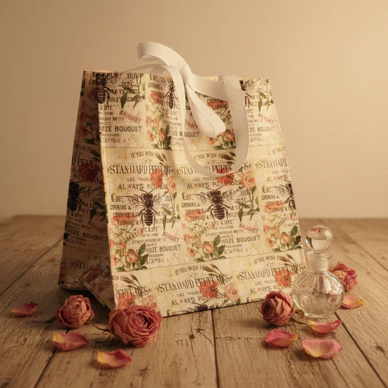 Vintage Perfume Label Gift Bag Styled