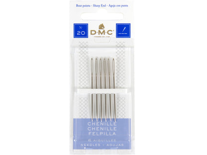 DMC Chenille Hand Needles - 6 Pack Sharp Needles for Ribbon & Thick Thread