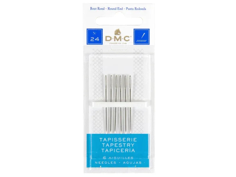 Pack of DMC tapestry needles on a white background