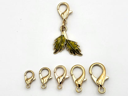 Double Fall Leaves Stitch Markers | Enamel Charm Stitch Markers 4pc