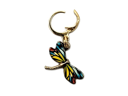 Dragonfly Stitch Markers | Colorful Enamel Charm Stitch Markers 4pc
