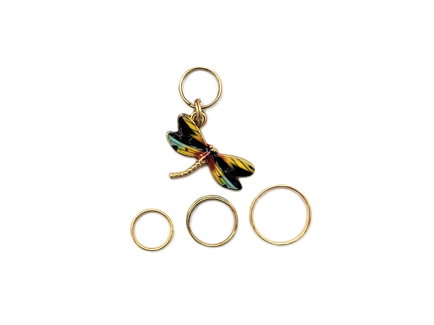 Dragonfly Stitch Markers | Rainbow Enamel Charm Stitch Markers 3pc