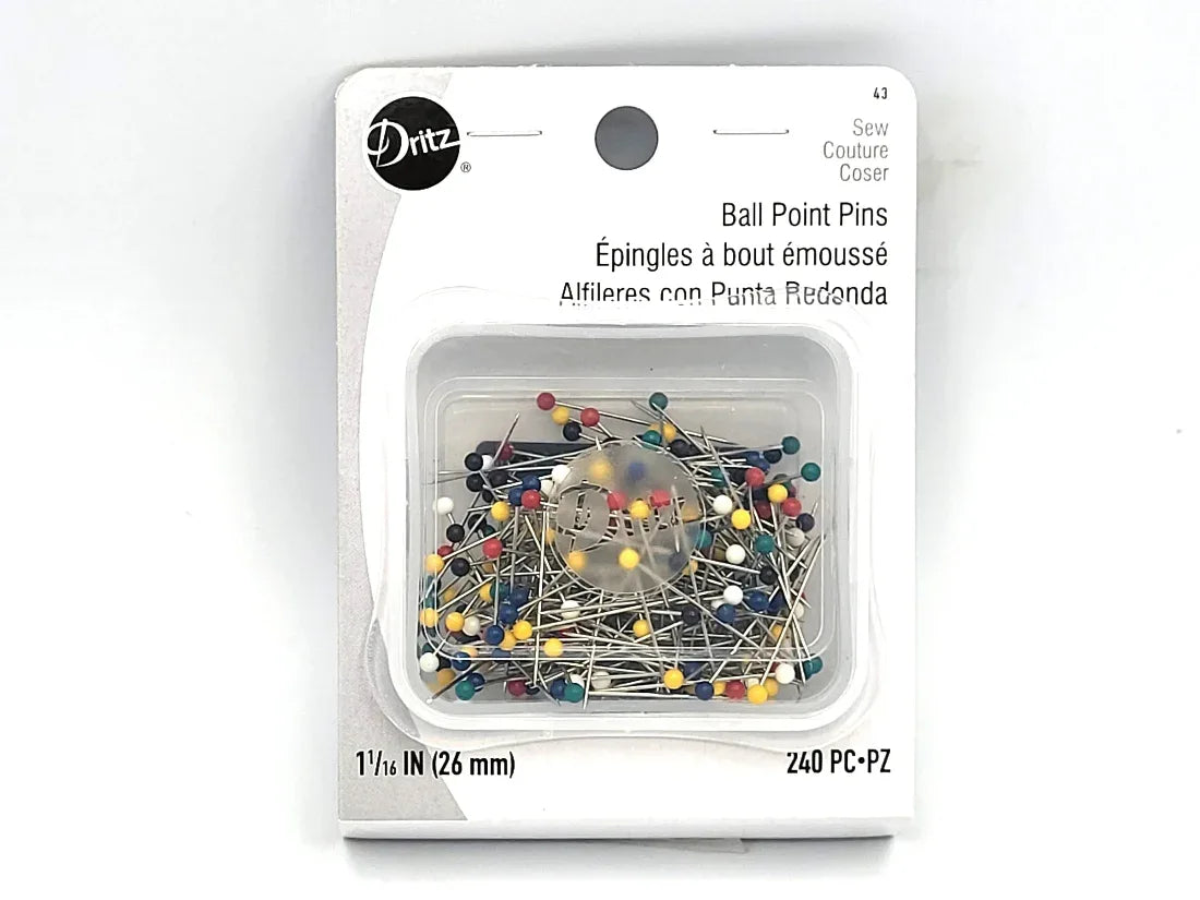 Packaged ball point pins with Dritz branding on a white background