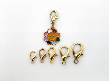 Happy Flower Stitch Markers | Enamel Charm Stitch Markers 3pc