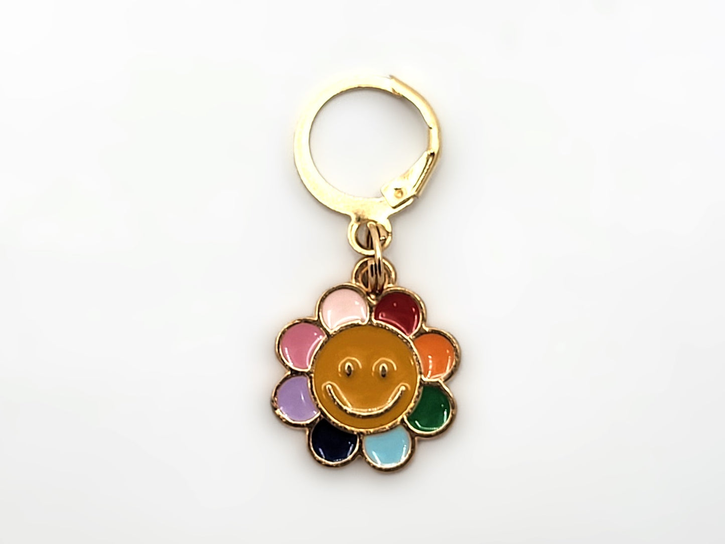 Happy Flower Stitch Markers | Enamel Charm Stitch Markers 3pc