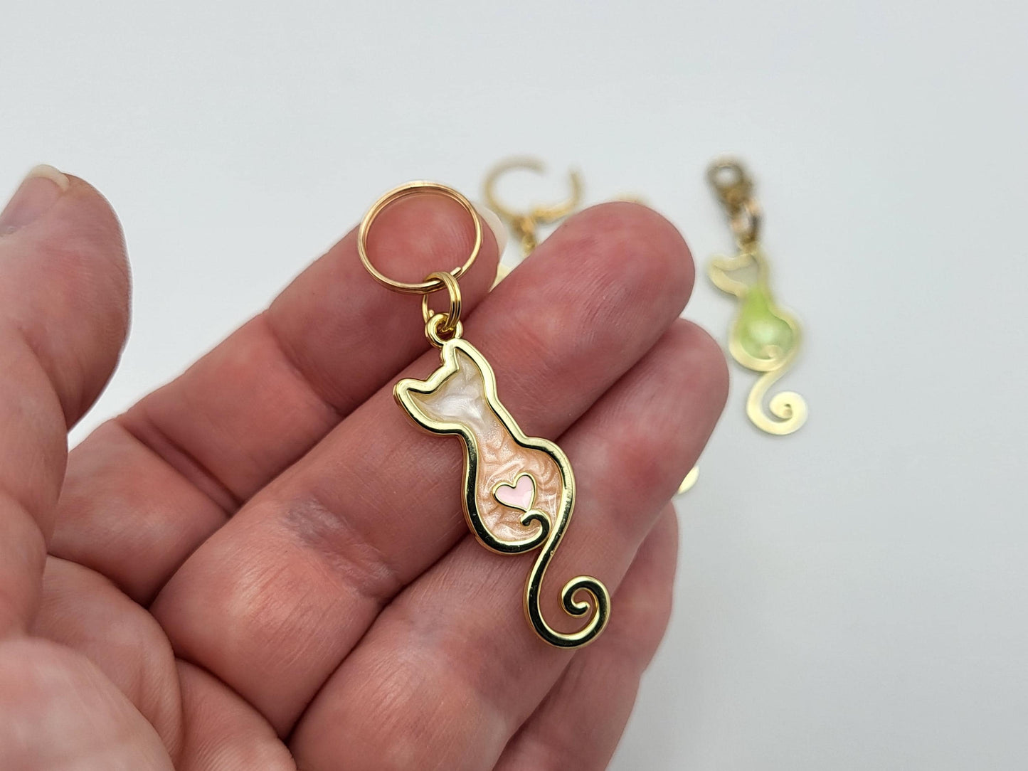 Pearlized Cat Stitch Markers for Knitting, 4pc | Crochet stitch marker, progress keeper, project bag charms, crochet accessory