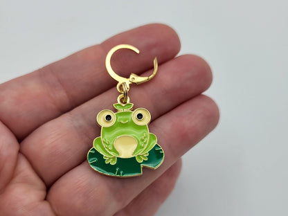 Frog on a Lily Pad Stitch Markers for Knitting, 3pc | Crochet stitch marker, progress keeper, project bag charms, crochet accessory