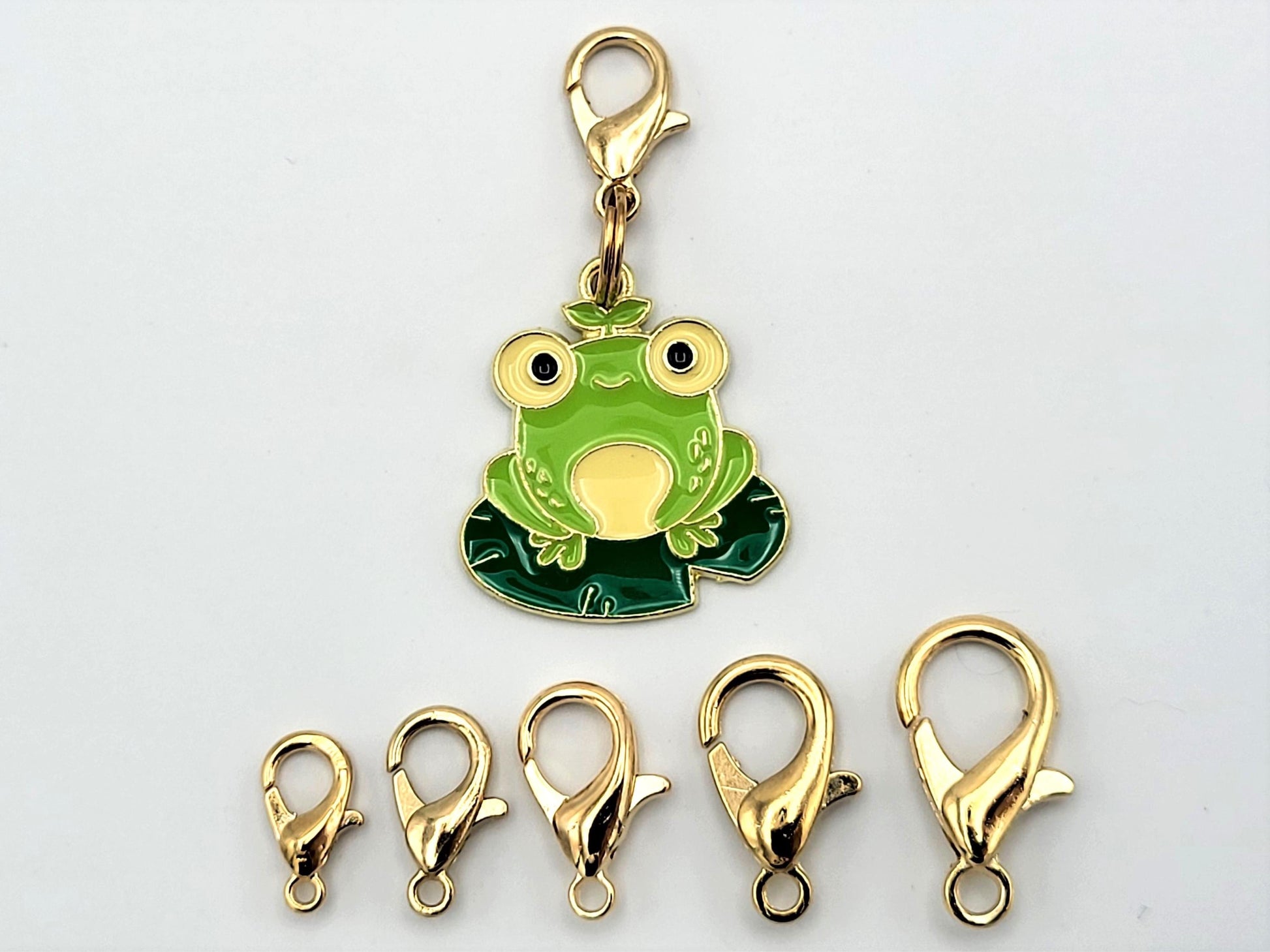 Frog on a Lily Pad Stitch Markers for Knitting, 3pc | Crochet stitch marker, progress keeper, project bag charms, crochet accessory