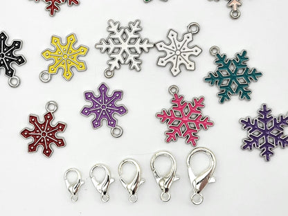 Snowflakes Stitch Markers for Knitting, 5 pc random colors | crochet progress keeper, project bag charms, knitting accessory