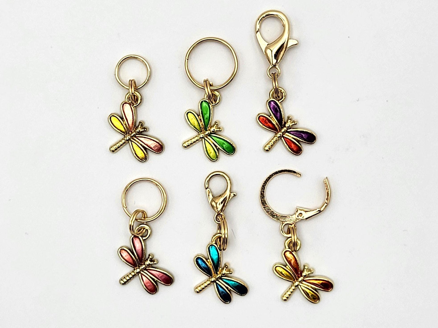 Tiny Dragonfly Stitch Markers for knitting 6pc | Crochet stitch marker, progress keeper, crochet accessory, knitting marker