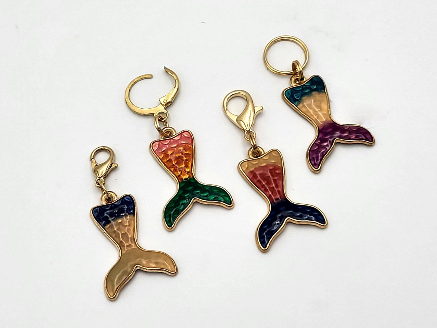 Mermaid Tail Stitch Markers for knitting 4pc | Crochet stitch marker, progress keeper, crochet accessory, knitting marker