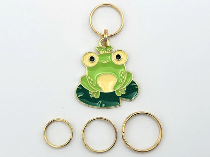 Frog on a Lily Pad Stitch Markers for Knitting, 3pc | Crochet stitch marker, progress keeper, project bag charms, crochet accessory