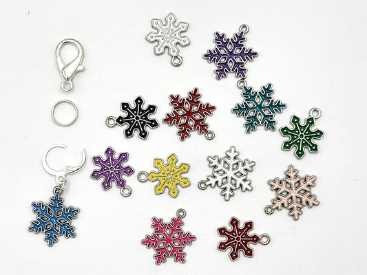 Snowflakes Stitch Markers for Knitting, 5 pc random colors | crochet progress keeper, project bag charms, knitting accessory