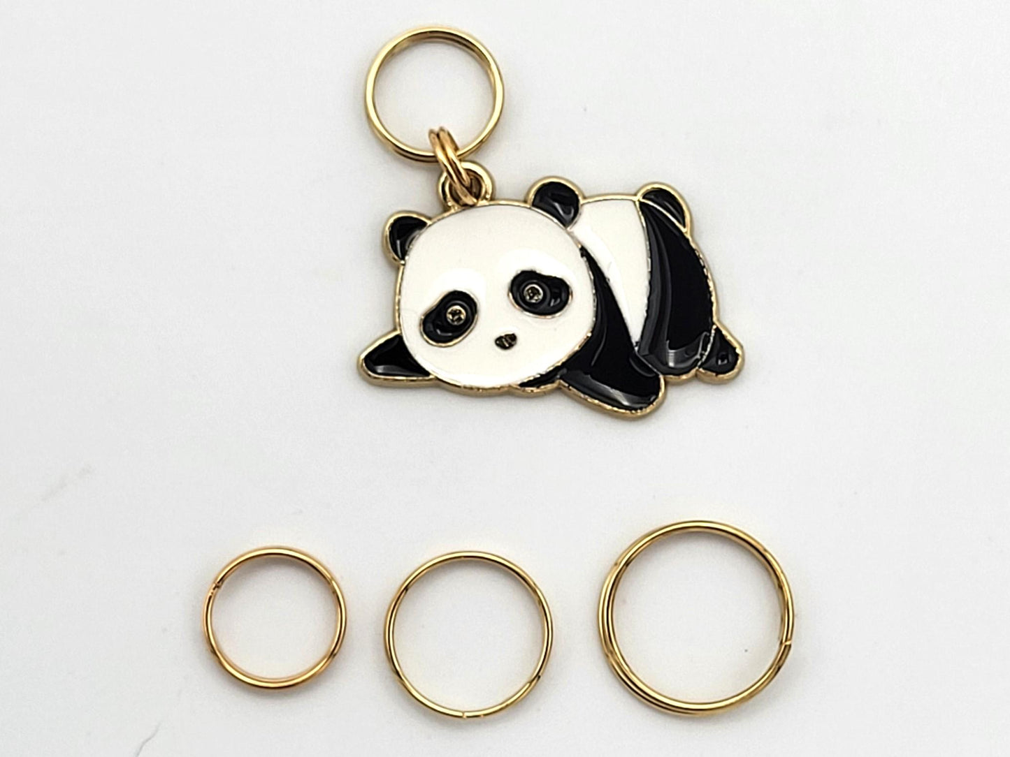 Panda Bear Stitch Markers for Knitting, 3 pc | crochet progress keeper, project bag charms, knitting accessory