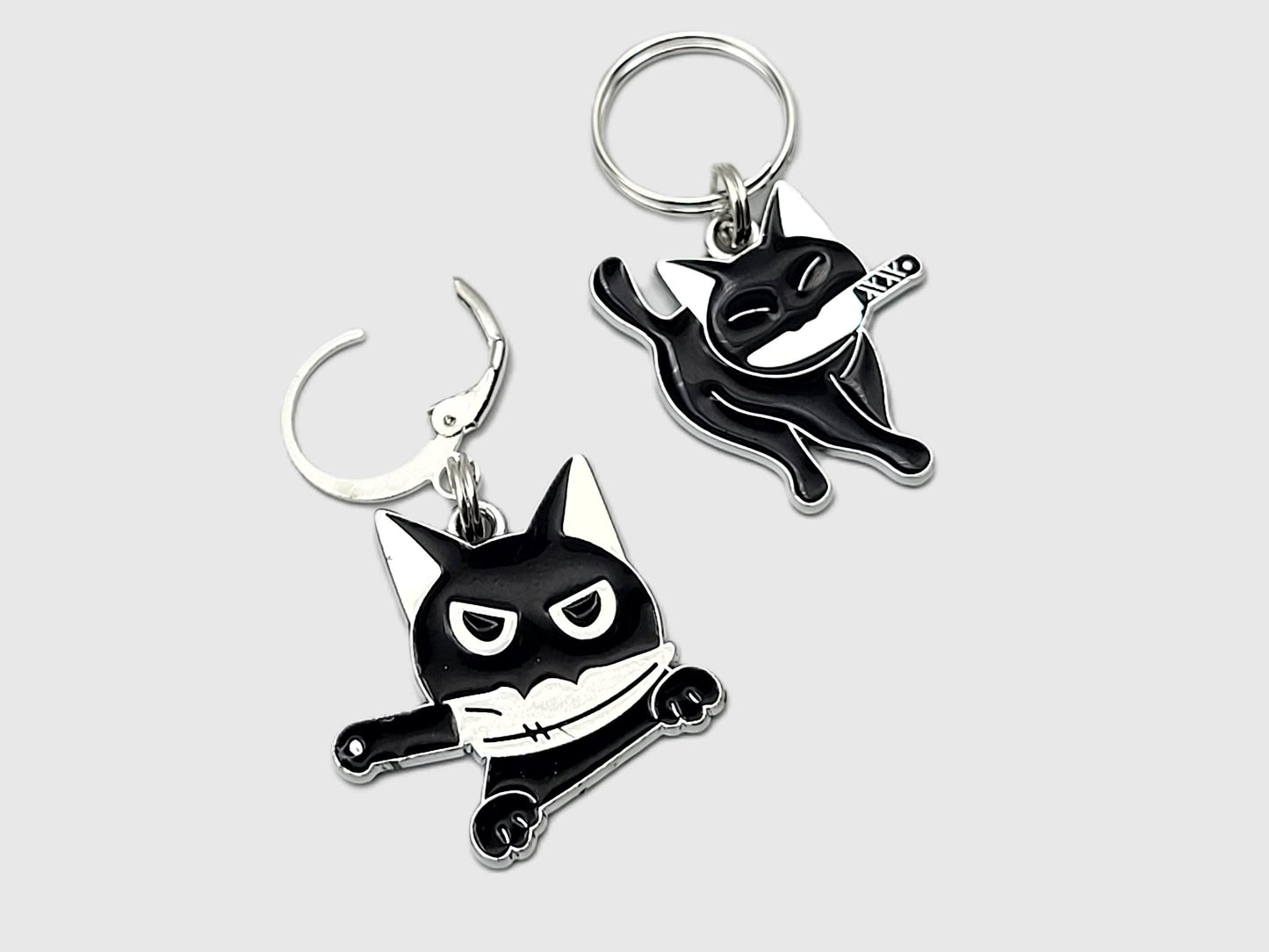 Black Cat Stitch Markers for Knitting, 2 pc | crochet progress keeper, project bag charms, knitting accessory