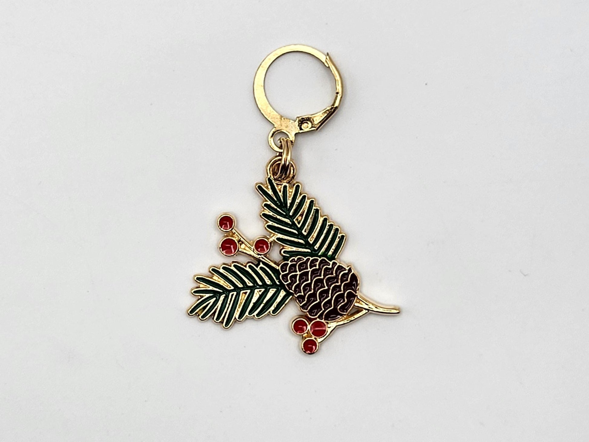 Holiday Stitch Markers for knitting 2pc Pinecone and Holly | Crochet stitch marker, progress keeper, crochet accessory, knitting marker