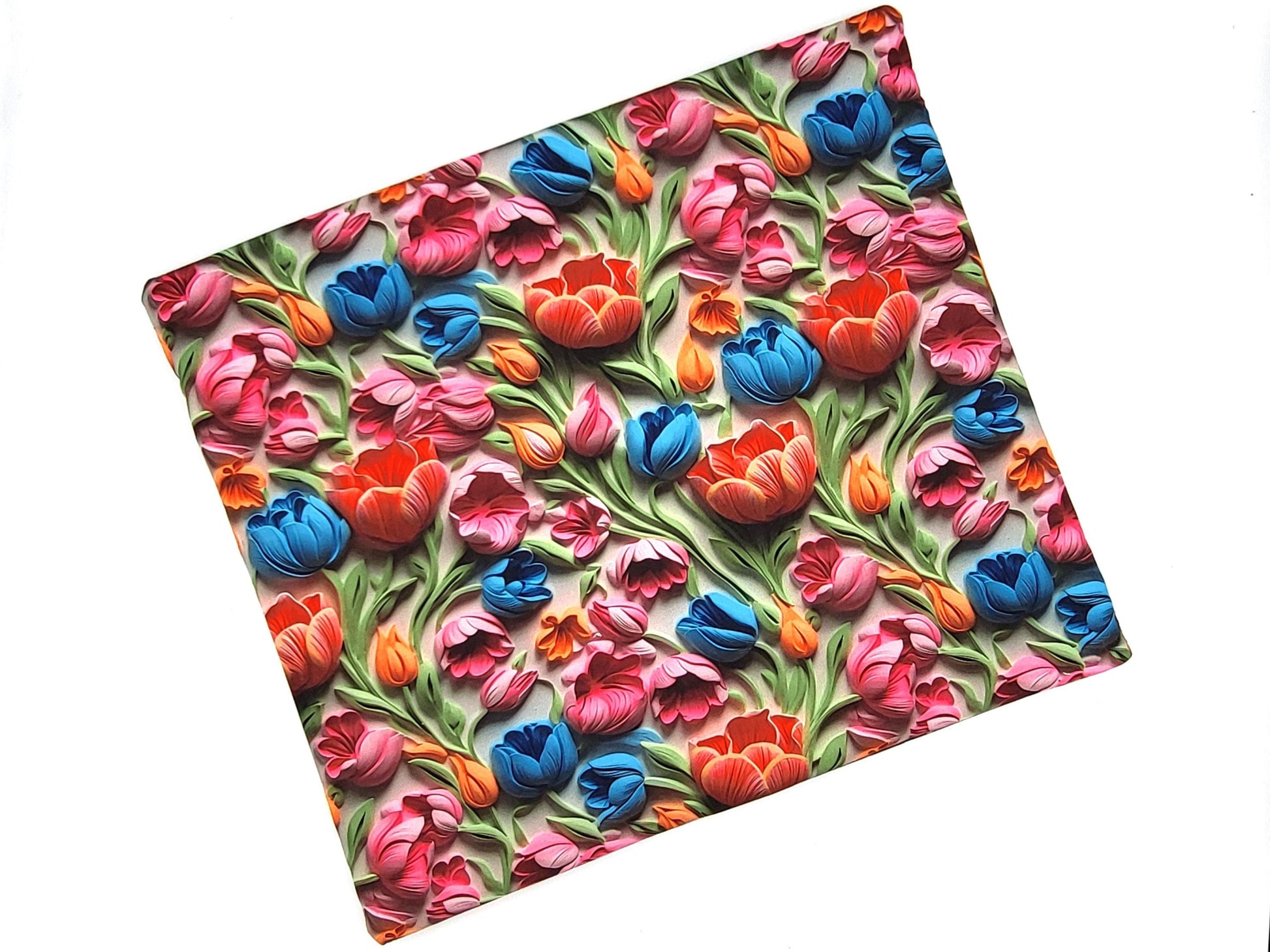 Project bag for cross stitch, 14.5x12.75" medium size, 3d Tulips print | pouch for embroidery projects and sewing notions storage