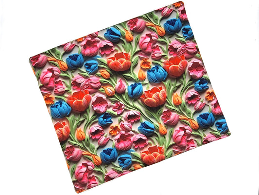 Project bag for cross stitch, 14.5x12.75" medium size, 3d Tulips print | pouch for embroidery projects and sewing notions storage
