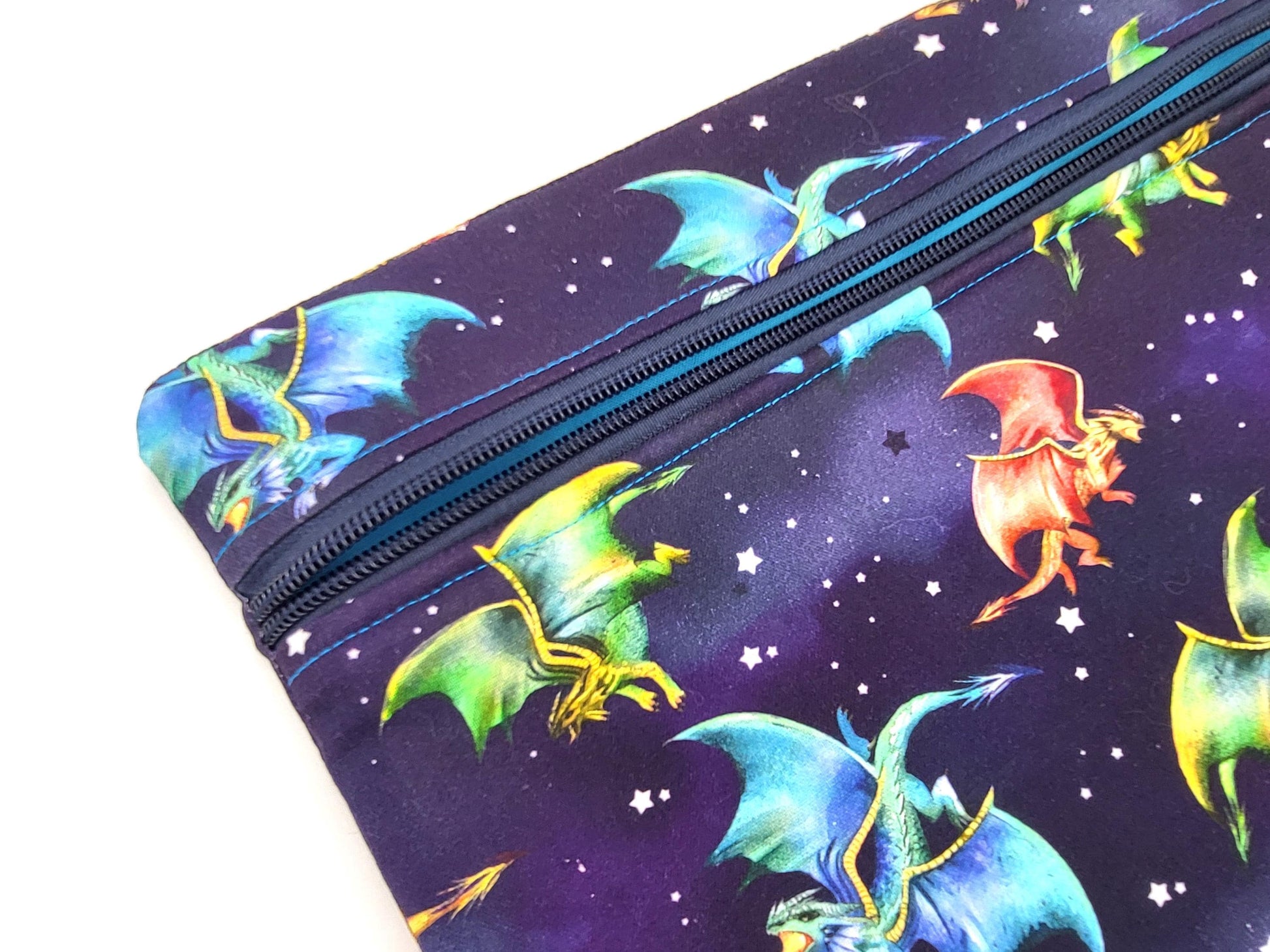 Project bag for cross stitch, 14.5x12.5" medium size, dragons | pouch for embroidery projects and sewing notions storage
