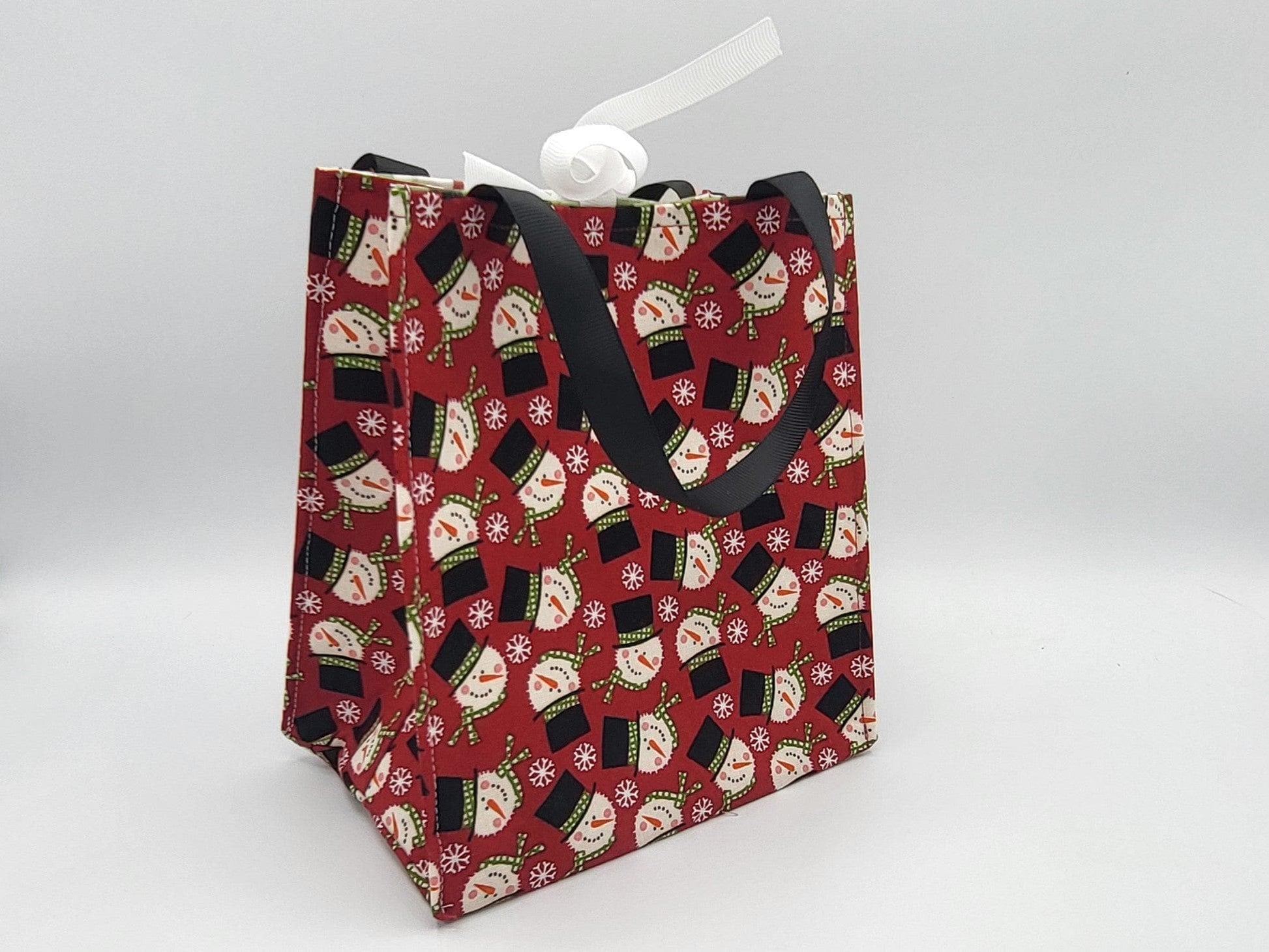 Holiday Fabric Gift Bag with Ribbon ties and handles, 3 styles to choose
