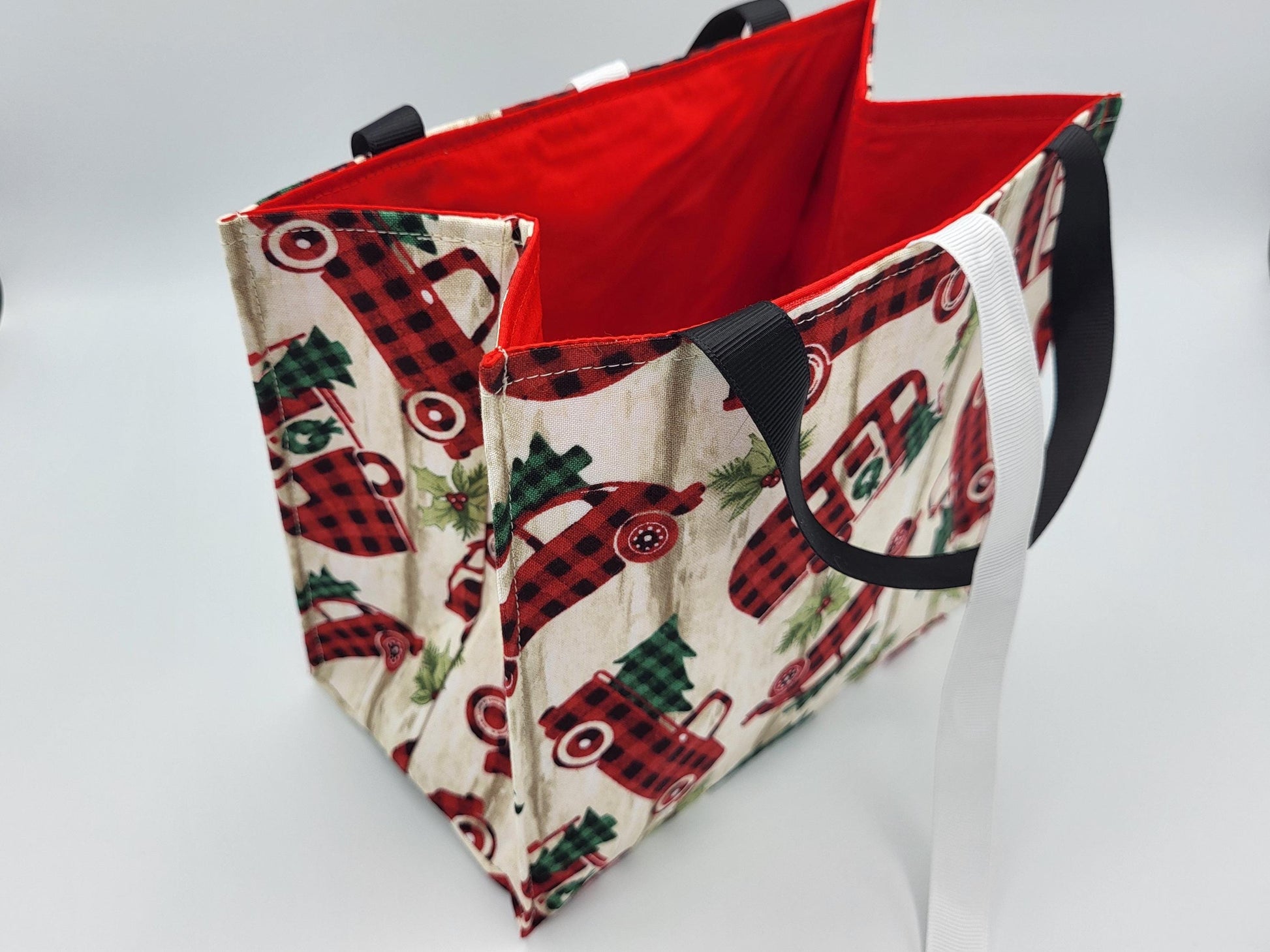Holiday Fabric Gift Bag with Ribbon ties and handles, 3 styles to choose